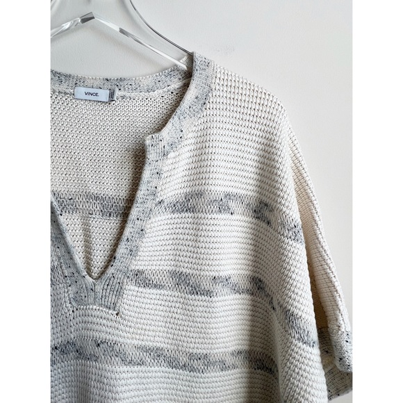 Vince Striped V-neck Dolman Short Sleeve Sweater Size M/L - Picture 4 of 8